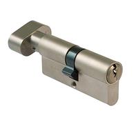 Amig - Cylindre à Bouton 9700 | Anti-crochetage & Anti-Perçage | Double Embrayage Pratique | 6 Broches, Came 15mm | 3 Clés Incluses, Chrome Mat, 90 (40-50), Laiton