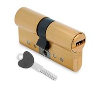 Amig - Cylindre de sécurité | Serrure de porte | Antichoc et Antichoc | Cylindre anti-extraction et anti-rupture | Comprend 5 clés | Doré mat | Dimensions : 90 (30-60) mm