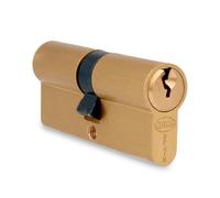 Amig - Cylindre de Serrure 9460 | Protection Anti-Perçage | 5 Broches et Came 15mm | Pour Portes en Bois, Serrure Menuiserie Métallique | 3 Clés Incluses, Mat, 54 (27-27), Laiton
