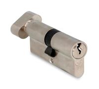 Amig - Cylindre de sécurité à bouton - serrure pour portes - barillet de haute sécurité - Inclut 3 clés - Came longue - Argenté - Mesures : 70 (35-35 mm)