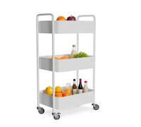 Amig - Desserte de Cuisine 3 Niveaux à roulettes Mod. Linn - Étagère auxiliaire en Acier - Blanc - Chariot Multi-usages pour Cuisine, Salle de Bain ou Bureau - 40,5 x 28 x 76 cm
