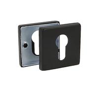 Amig - Douille pour poignées de rosette carrée | Mod. 5RX | 54 x 54 mm | Emboutissage de serrure | Pour cylindre Europrofilé | Acier inoxydable Noir