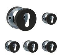 Amig - Douille pour Poignées de Rosette Ronde Mod. 3RX 53 mm Garniture de Serrure Compatible avec Cylindre Europrofil Acier inoxydable Noir (Lot de 5)