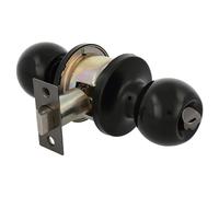 Amig - Ensemble de boutons de porte type boule | Système d'urgence extérieur | Verrouillage intérieur | Serrure de porte 60/70 mm | Bord carré | Laiton | Noir | Portes de 35 à 45 cm d'épaisseur