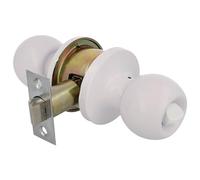 Amig - Ensemble de boutons de porte type boule | Système d'urgence extérieur |Verrouillage intérieur | Serrure de porte 60/70 mm | Bord carré | Laiton | Blanc | Portes de 35 à 45 cm d'épaisseur
