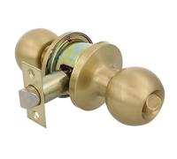 Amig - Ensemble de boutons de porte type boule | Système d'urgence extérieur | Verrouillage intérieur | Serrure de porte 60/70 mm | Bord carré | Laiton | Mat Doré | Portes de 35 à 45 cm d'épaisseur