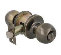 AMIG - - Ensemble de boutons de porte type boule | Système d'urgence extérieur | Verrouillage intérieur | Serrure de porte 60/70 mm | Bord carré | Laiton | Cuir | Portes de 35 à 45 cm d'épaisseur