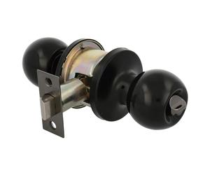 AMIG - - Ensemble de boutons de porte type boule | Système d'urgence extérieur | Verrouillage intérieur | Serrure de porte 60/70 mm | Bord carré | Laiton | Noir | Portes de 35 à 45 cm d'épaisseur