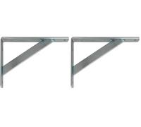 Amig - Équerre d'étagère murale | Console pour étagère | Support étagère en Acier | Coleur: Zingué | Dimensions: 250 x 200 | Poids max.: 330 kg (Lot de 2)