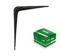 Amig - Équerre en acier | Pack de 20 pièces | 225 x 200 mm (9'' x 8'') | Finition noire | Mod.1