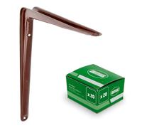 Amig - Équerre en acier - Robuste et polyvalente pour fixation - Installation facile - Idéal pour machines et meubles - Lot de 20, marron, 250 x 200 mm (10" x 8")