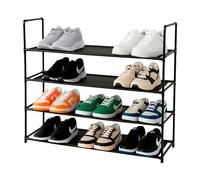 Amig - Étagère à chaussures à 4 niveaux Undern | 86 x 28 x 71,5 cm | Plastique imperméable et tissu | Noir | Léger et facile à nettoyer | Organisateur pour entrée ou chambre