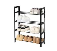 Amig - Étagère à Chaussures à 4 Niveaux Zikan | 50 x 19 x 64,5 cm | Métal et Plastique | Noir | Étagère à Chaussures modulaire et empilable | Organisateur pour 12 Paires de Chaussures