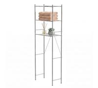 Amig - Étagère de Salle de Bain au-Dessus des Toilettes Mod. Brisa - 3 Niveaux - Fabriquée en Acier - Couleur argentée - avec Pieds réglables - 60,7 x 28 x 172 cm