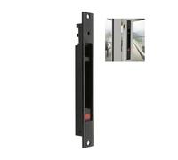 Amig - Fermeture à encastrer pour fenêtres et portes coulissantes en aluminium - Serrure à crochet à encastrer - Dimensions : 174 x 23 mm - Couleur noire - Bord carré - Installation avec vis