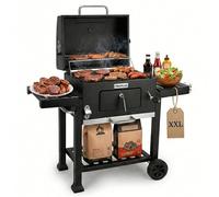 Amig - Fireplus Barbecue au Charbon de Bois - Dimensions: 116,5x13,1x56cm - Barbecue avec Roues et Plateaux Latéraux - Avec Système de Ventilation - Cendrier et Grille en Acier 57x42cm