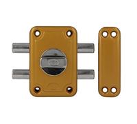 Amig - Goupille de Surpose avec béquille intérieure pour portes en bois Mod. 82P | 96 x 66 mm | Loquet avec 2 boulets de fermeture | Acier doré