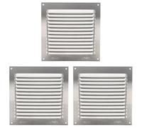 Amig - Grille de ventilation carrée en Aluminium | Grilles d'aération pour sortie d'air | Idéal pour plafond de cuisine et de salle de bain | Dimensions : 150 x 150 mm | Couleur: Argent (Lot de 3)