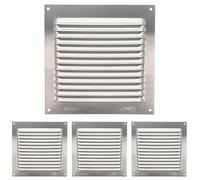 Amig - Grille de ventilation carrée en Aluminium | Grilles d'aération pour sortie d'air | Idéal pour plafond de cuisine et de salle de bain | Dimensions : 150 x 150 mm | Couleur: Argent (Lot de 4)