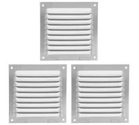 Amig - Grille de ventilation carrée en Aluminium | Grilles d'aération pour sortie d'air | Idéal pour plafond de cuisine et de salle de bain | Dimensions : 100 x 100 mm | Couleur: Argent (Lot de 3)