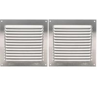 Amig - Grille de ventilation carrée en Aluminium | Grilles d'aération pour sortie d'air | Idéal pour plafond de cuisine et de salle de bain | Dimensions : 150 x 150 mm | Couleur: Argent (Lot de 2)
