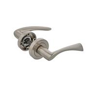 Amig - Jeu de 2 poignées argentées de rosace ronde avec tirette en zamak finition chromée mat pour portes de passages - diamètre intérieur rosace 52 mm - Vis incluse