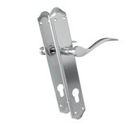 Amig - Jeu de poignées avec plaque pour porte - 256 x 48 mm - Entrée de clé à 85 mm - Plaque en acier et poignée en aluminium - Carré de 8 mm - Chromé mat - Modèle BETA - Vis anti-effraction incluses