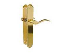 Amig - Jeu de poignées avec plaque pour porte - 256 x 48 mm - Plaque en acier et poignée en aluminium - Carré de 8 mm - Laiton mat - Modèle BETA - Vis anti-effraction incluses