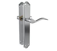 Amig - Jeu de poignées avec plaque pour porte - 256 x 48 mm - Plaque en acier et poignée en aluminium - Carré de 8 mm - Chromé mat - Modèle BETA - Vis anti-effraction incluses