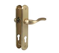 Amig - Jeu de poignées avec plaque pour porte - Entraxe 70 mm et carré 8 mm - Dimensions 238 x 40 mm - Acier finition laiton mat - Compatibilité serrure standard - Mod. 20021