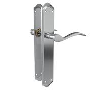 Amig - Jeu de poignées avec plaque pour porte | Poignée Mod. BETA | Fabriquée en acier | 256 x 48 mm | Carré de 8 mm | Chromé mat