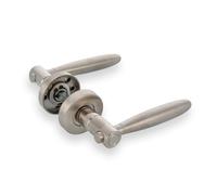 Amig - Jeu de poignées avec rosace en acier inoxydable 18/8 - Modèle 22R - Mesure : 53mm de diamètre - Carré de 8 mm - Avec clé Allen - Design moderne - Finition : Mat