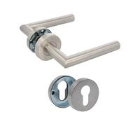 Amig - Jeu de Poignées avec Rosace et Entrée de Clé - 136 x Ø19 mm - Design Élégant et Simple - Argent Mat - Acier Inoxydable - Pour Maison et Bureau