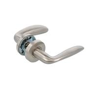 Amig - Jeu de poignées avec rosette intérieure pour portes | Mod. TARA | Ø 53 mm | Carré de 8 mm | Design élégant et simple | Acier inoxydable argenté mat