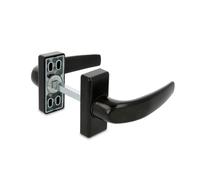 Amig - Jeu de Poignées de Porte à Rosace - Modèle Delta - 121 x 72 mm - Carré de 8 mm - Noir - Aluminium - Pour Portes Intérieures et Extérieures