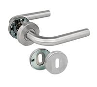 Amig - Jeu de poignées de porte avec rosace - Poignées modernes pour portes intérieures - Ouverture fluide et design ergonomique - Carré 8 mm - Aluminium - Finition inox