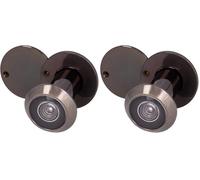 Amig - Judas de Porte Super Angulaire Laiton | Vision Grand Angle | Installation Facile | Sécurité Optimisée pour Enfants et Personnes Âgées, Cuir, 25-42 mm, Verre (Lot de 2)