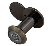Amig - Judas Modèle 3 noir avec objectif super angle pour portes intérieures et extérieures en laiton avec finition cuir (S) - Dimensions : diamètre 14 mm, épaisseur de la porte 35-60 mm