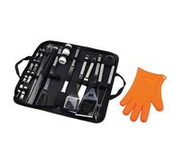 Amig - Kit 28 Accessoires pour Barbecue - 39 x 19 x 6 cm - Acier Inoxydable - Ensemble Complet d'Ustensiles - Accessoires Pratiques et Présentation Soignée pour Cadeau - Mod. AM18