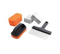 Amig - Kit 8 Accessoires de Nettoyage Barbecue AM22 - Grattoir 23 cm + 3 éponges en Polyester + 1 éponge en PP + 3 Blocs de Nettoyage - Acier Inoxydable et polypropylène