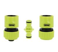 Amig - Kit de connecteurs de tuyau - Raccords rapides 3/4" - Kit pratique; Connexion facile; Idéal pour le jardinage - 3 pièces (2 raccords + 1 manchon) - Plastique ABS - Vert pistache