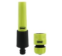 Amig - Kit D'Irrigation | 2 Composants | 1 Lance D'Irrigation À Débit Réglable Et Raccord Rapide 1 1/2" Avec Fonction D'Arrêt | Idéal Pour Le Jardinage | Plastique ABS | Vert Pistache Et Noir