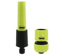 Amig - Kit D'Irrigation | 2 Composants | 1 Lance D'Irrigation À Débit Réglable Et Raccord Rapide 1 3/4" Avec Fonction D'Arrêt | Idéal Pour Le Jardinage | Plastique ABS | Vert Pistache Et Noir