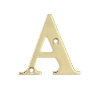 Amig - Lettre A en laiton poli pour vis à l'intérieur et à l'extérieur | 50 mm | Idéal pour les portails, les murs ou les façades de maisons | Finition dorée