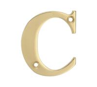 Amig - Lettre C en laiton poli pour vis à l'intérieur et à l'extérieur | 50 mm | Idéal pour les portails, les murs ou les façades de maisons | Finition dorée