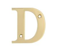Amig - Lettre D en laiton poli pour vis à l'intérieur et à l'extérieur | 50 mm | Idéal pour les portails, les murs ou les façades de maisons | Finition dorée