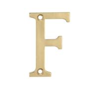 Amig - Lettre F en laiton poli pour vis à l'intérieur et à l'extérieur | 50 mm | Idéal pour les portails, les murs ou les façades de maisons | Finition dorée