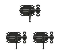 Amig - Loquete Superposé pour Portes et Meubles Mod. 484 | Verrou de Sécurité pour Fermeture Horizontale | Matériau Acier avec Axe en Zamak | 60 mm | Style Rustique | Inclut la Quincaillerie | Noir