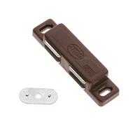 Amig - Lot de 2 crochets magnétiques doubles Mod.20 Finition marron | Fermeture cachée pour portes d'armoires et de meubles de maison ou de bureau | Dimensions : 76 x 18 mm | Vis de fixation incluse