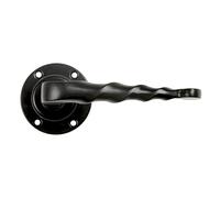 Amig - Lot de 2 poignées décoratives pour portes d'étape Mod.101R | Rosette Ø60 mm | Poignée 114 mm | Carré 8 mm | Type forge | Zamak Finition noire